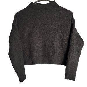 Anthropologie Pilcro Cashmere Mock Cropped Sweater Size XS Long Sleeve Black